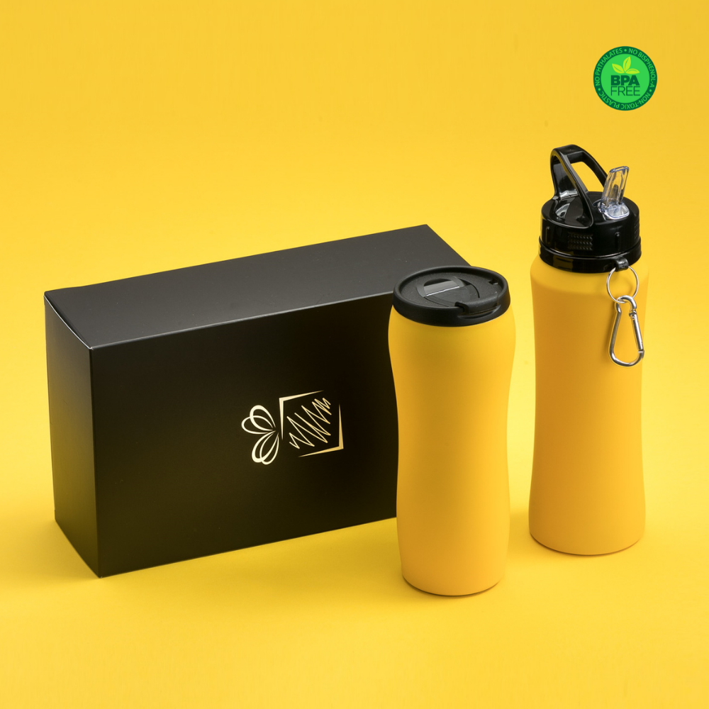Botella térmica personalizada empresa amarilla