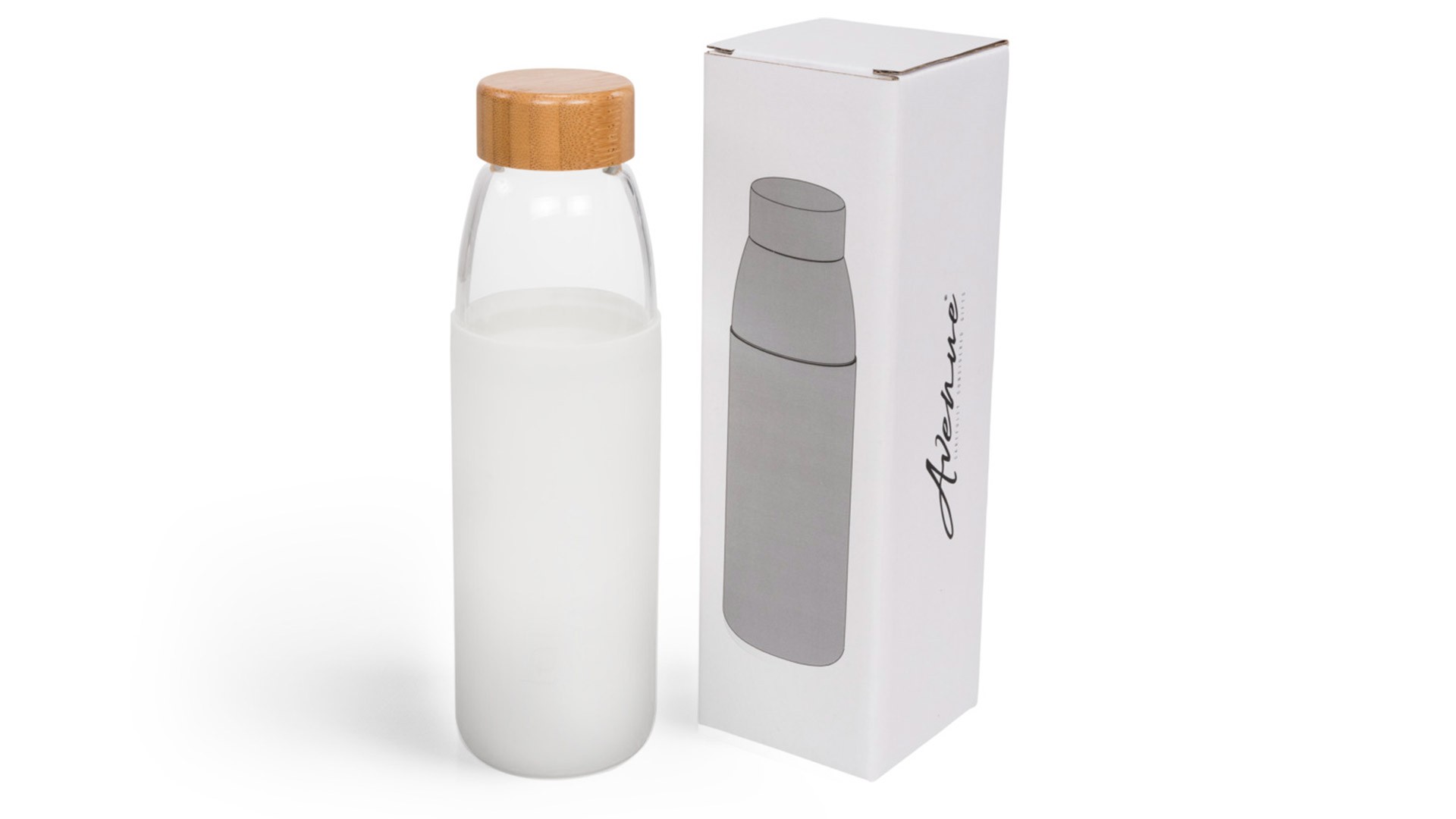 Botella Vidrio con Silicona Blanca Personalizada